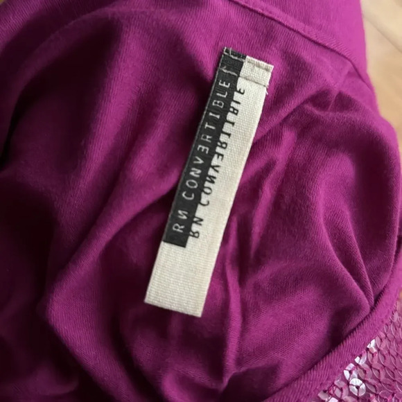 RN Convertible fuschia stretch jersey knit sequin front flowy tank midi. NWT. Sm - Picture 5 of 5